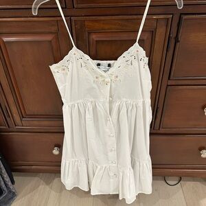 White Embroidered Sleeveless dress